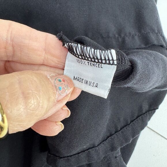 Bryn Walker Fran Round Neck Ruffle 3/4 Bell Sleeve Top Sz S Hi Low Hem Tencel - Picture 10 of 10